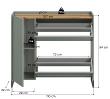 Schuhkommode >Drive< in Salbei - 97x110x32cm (BxHxT)