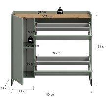 Schuhkommode >Drive< in Salbei - 97x110x32cm (BxHxT)