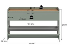 Schuhkommode >Drive< in Salbei - 61x110x32cm (BxHxT)