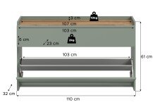 Schuhkommode >Drive< in Salbei - 61x110x32cm (BxHxT)