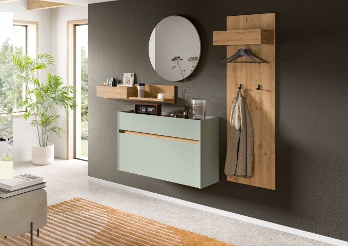 Garderoben-Set >Drive< in Salbei - 197x205x32cm (BxHxT)