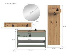 Garderoben-Set >Drive< in Salbei - 197x205x32cm (BxHxT)