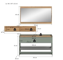 Garderoben-Set >Drive< in Salbei - 192x140x32cm (BxHxT)