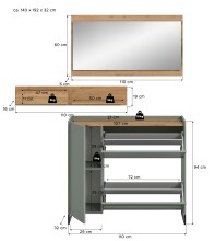 Garderoben-Set >Drive< in Salbei - 192x140x32cm (BxHxT)