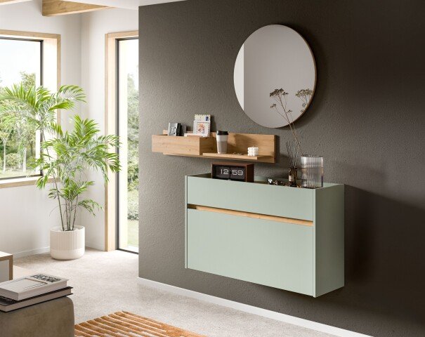 Garderoben-Set >Drive< in Salbei - 197x140x32cm (BxHxT)