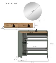 Garderoben-Set >Drive< in Salbei - 197x140x32cm (BxHxT)