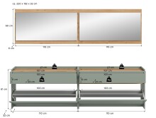 Garderoben-Set >Drive< in Salbei - 192x220x32cm (BxHxT)
