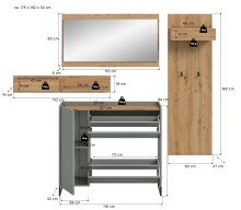 Garderoben-Set >Drive< in Salbei - 192x175x32cm (BxHxT)