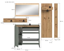 Garderoben-Set >Drive< in Salbei - 192x236x32cm (BxHxT)