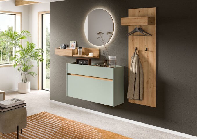 Garderoben-Set >Drive< in Salbei - 197x205x32cm (BxHxT)