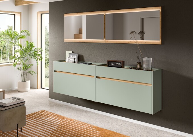 Garderoben-Set >Drive< in Salbei - 192x220x32cm (BxHxT)