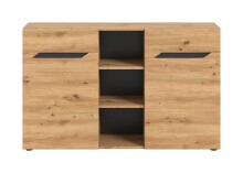Sideboard >Caserta< in Basalt Grau / Artisan Eiche - 130x81x37cm (BxHxT)