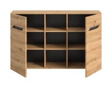 Sideboard >Caserta< in Basalt Grau / Artisan Eiche - 130x81x37cm (BxHxT)