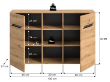 Sideboard >Caserta< in Basalt Grau / Artisan Eiche - 130x81x37cm (BxHxT)