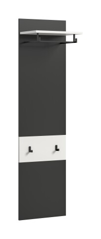 Garderobenpaneel >Canu< in Basalt Grau / Weiß - 45x165x29cm (BxHxT)