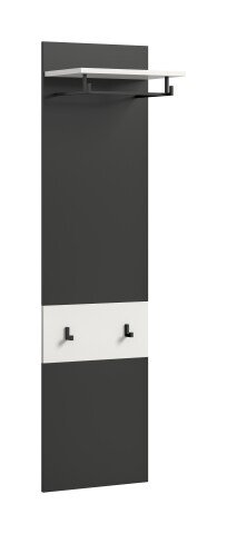 Garderobenpaneel >Canu< in Basalt Grau / Weiß - 45x165x29cm (BxHxT)