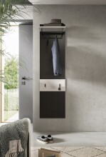 Garderobenpaneel >Canu< in Basalt Grau / Weiß - 45x165x29cm (BxHxT)