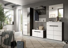 Sitzbank >Canu< in Basalt Grau / Weiß - 80x45x37cm (BxHxT)