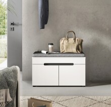 Sitzbank >Canu< in Basalt Grau / Weiß - 80x45x37cm (BxHxT)