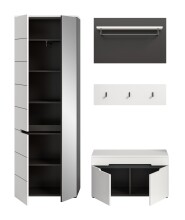 Garderoben-Set >Canu< in Basalt Grau / Weiß - 160x190x37cm (BxHxT)