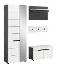 Garderoben-Set >Canu< in Basalt Grau / Weiß -...