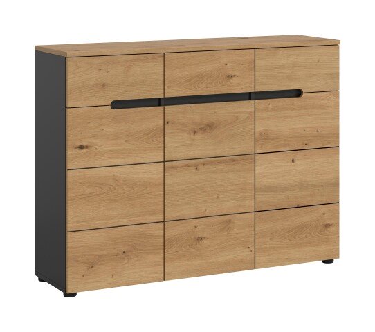 Schuhkommode >Canu< in Basalt Grau / Artisan - 94x120x37cm (BxHxT)