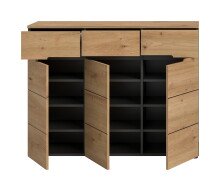 Schuhkommode >Canu< in Basalt Grau / Artisan - 94x120x37cm (BxHxT)