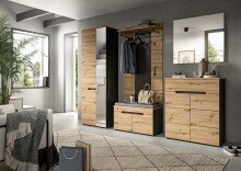 Garderobenpaneel >Canu< in Basalt Grau / Artisan - 141x80x29cm (BxHxT)