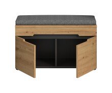 Sitzbank >Canu< in Basalt Grau / Artisan - 80x45x37cm (BxHxT)