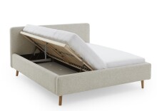 Polsterbett >Mattis mit BK< Liegefläche 160x200 cm, Hevre Beige, Stellmaß: 181x105x218cm (BxHxT)
