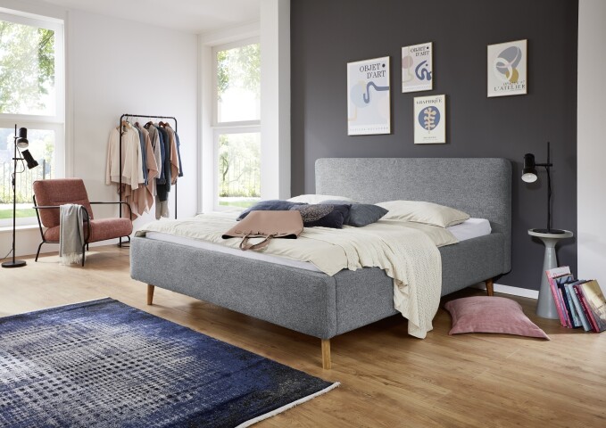 Polsterbett >Mattis mit BK< Liegefläche 160x200 cm, Hevre Türkis, Stellmaß: 181x105x218cm (BxHxT)