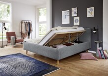 Polsterbett >Mattis mit BK< Liegefläche 180x200 cm, Hevre Türkis, Stellmaß: 201x105x218cm (BxHxT)