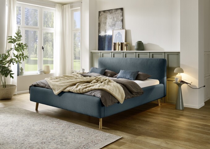 Polsterbett >Mattis mit BK< Liegefläche 160x200 cm, Eisblau, Stellmaß: 181x105x218cm (BxHxT)