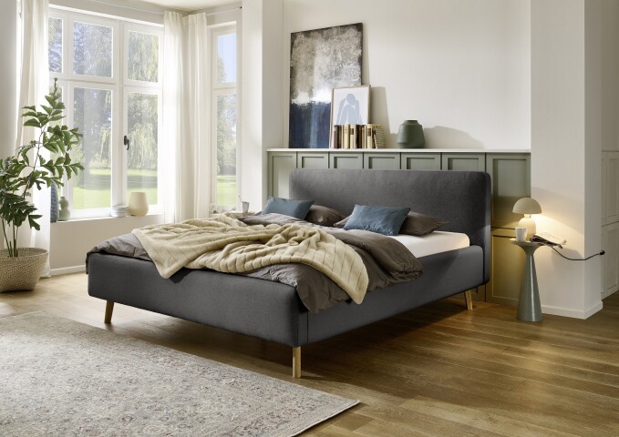 Polsterbett >Mattis mit BK< Liegefläche 160x200 cm, Anthrazit, Stellmaß: 181x105x218cm (BxHxT)