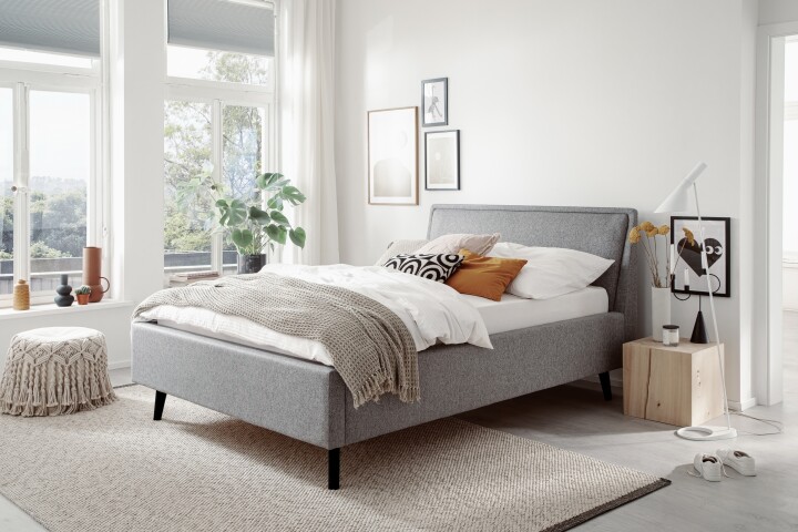 Polsterbett >Frieda mit BK< Liegefläche 140x200 cm, Stelar Grau, Stellmaß: 156x105x224cm (BxHxT)
