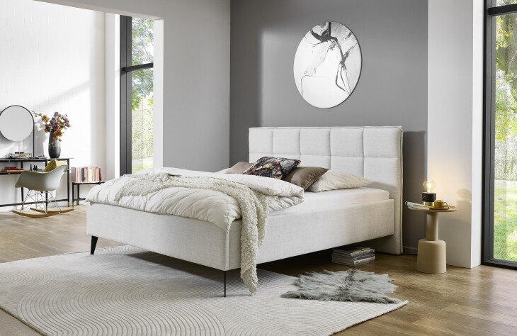 Polsterbett >Paulo< Liegefläche 160x200cm, Cody Beige, Stellmaß: 182x120x213cm (BxHxT)