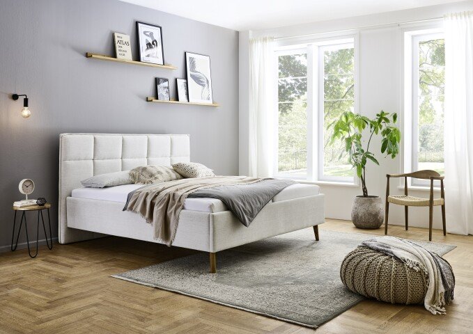 Polsterbett >Paulo mit BK< Liegefläche 160x200 cm, Beige, Stellmaß: 182x120x213cm (BxHxT)