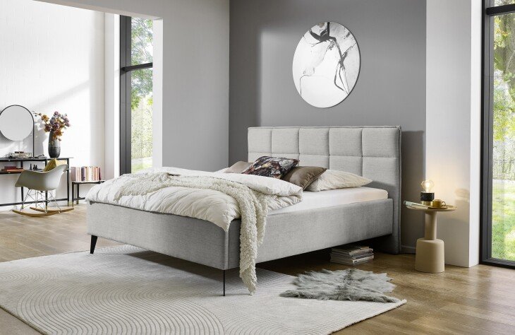 Polsterbett >Paulo mit BK< Liegefläche 160x200 cm, Hellgrau, Stellmaß: 182x120x213cm (BxHxT)