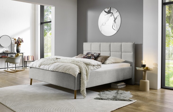 Polsterbett >Paulo mit BK< Liegefläche 180x200 cm, Hellgrau, Stellmaß: 202x120x213cm (BxHxT)