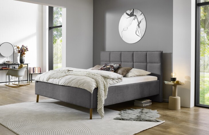 Polsterbett >Paulo mit BK< Liegefläche 160x200 cm, Anthrazit, Stellmaß: 182x120x213cm (BxHxT)