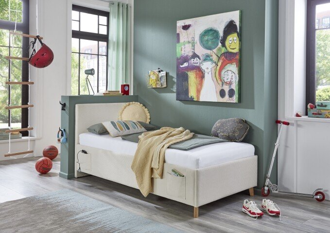 Polsterbett >Cool< Liegefläche 90x200cm, Scala Beige, Stellmaß: 100x90x210cm (BxHxT)