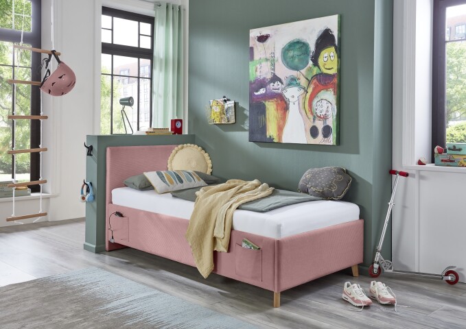 Polsterbett >Cool< Liegefläche 90x200cm, Scala Rose, Stellmaß: 100x90x210cm (BxHxT)