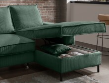 Wohnlandschaft >Rube< Schlaffunktion, Stauraum, Cord moosgrün - 198x92x309cm (BxHxT)