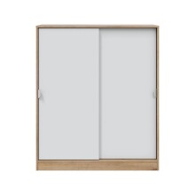 Schuhschrank >GARONA< 6 Fächer, Asteiche Dekor / Artik Weiß - 100x119x40 (BxHxT)