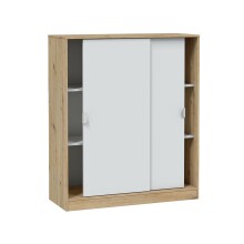 Schuhschrank >GARONA< 6 Fächer, Asteiche Dekor / Artik Weiß - 100x119x40 (BxHxT)