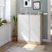Schuhschrank >GARONA< 6 Fächer, Asteiche Dekor / Artik Weiß - 100x119x40 (BxHxT)