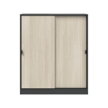 Schuhschrank >GARONA< 6 Fächer, Anthrazitgrau / Eiche Dekor - 100x119x40 (BxHxT)
