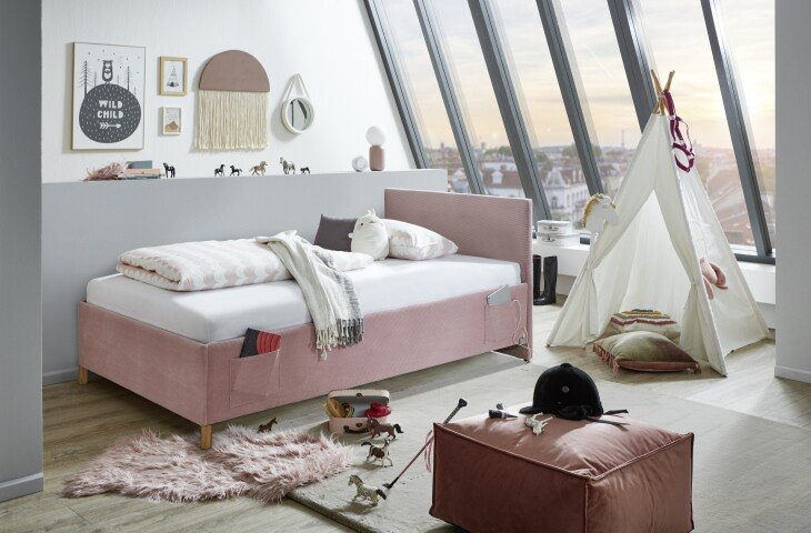 Polsterbett >Cool mit BK< Liegefläche 120x200cm, Rose, Stellmaß: 130x90x210cm (BxHxT)