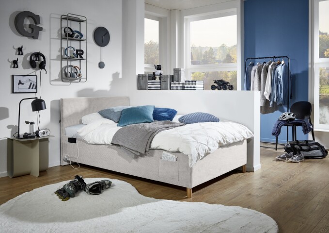 Polsterbett >Cool mit BK< Liegefläche 120x200cm, Beige, Stellmaß: 130x90x210cm (BxHxT)