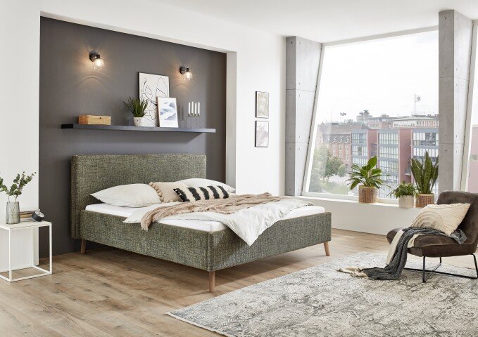 Polsterbett >Riva< Liegefläche 160x200cm, Moss, Stellmaß: 185x112x216cm (BxHxT)